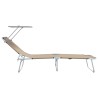 Chaises longues pliantes 2 pcs avec auvent en tissu Oxford 600D taupe 
