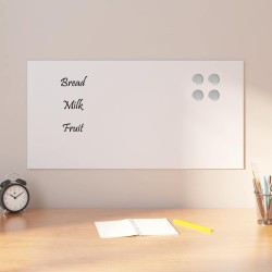 Tableau noir magnétique mural Blanc 80x40 cm Verre trempé 