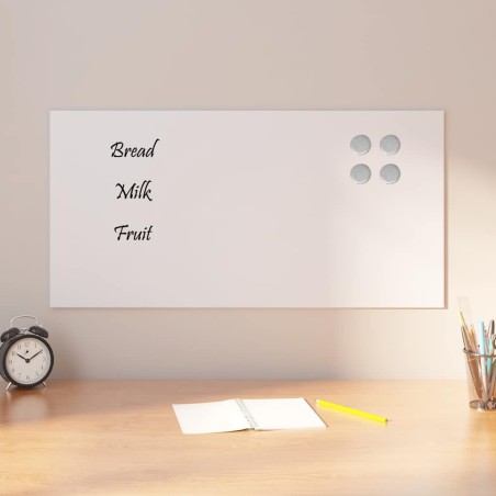 Tableau noir magnétique mural Blanc 80x40 cm Verre trempé 