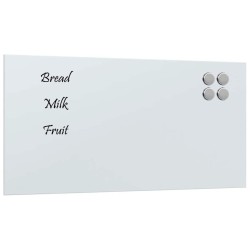 Tableau noir magnétique mural Blanc 80x40 cm Verre trempé 