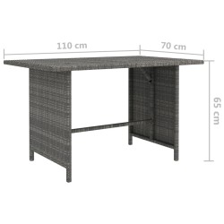 Table à dîner de jardin Gris 110x70x65 cm Résine tressée 