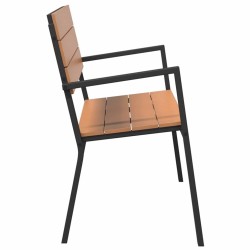 Banc de jardin en acier et WPC marron et noir 