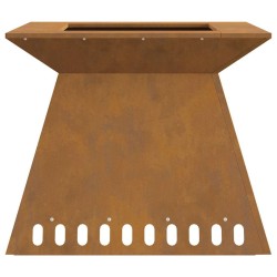 brasero 60x60x50 cm acier patiné 