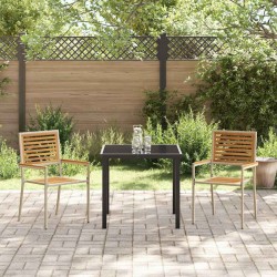 Chaises de jardin empilables - Set de 2 en poly rattan beige. 