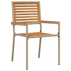 Chaises de jardin empilables - Set de 2 en poly rattan beige. 