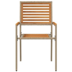 Chaises de jardin empilables - Set de 2 en poly rattan beige. 