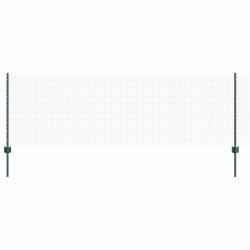 Clôture en fil soudé avec 11 poteaux en U Vert 0.8x25 m Acier 
