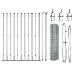 Clôture en fil soudé avec 13 poteaux flanchés 0,6x25 m Acier galvanisé 