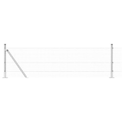Clôture en fil soudé avec 13 poteaux flanchés 0,6x25 m Acier galvanisé 