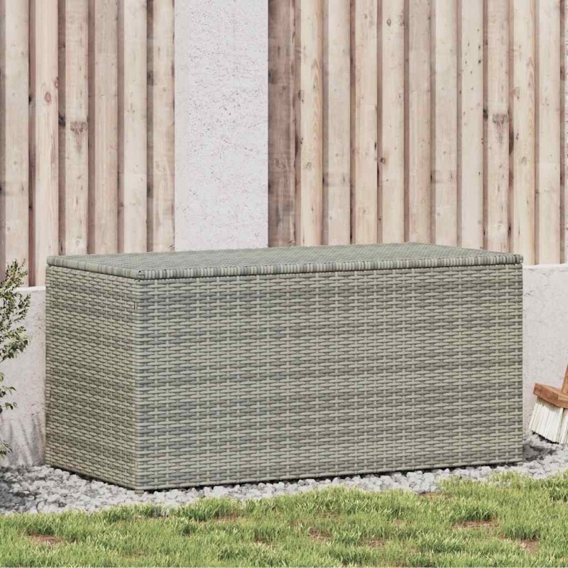 Boîte de rangement de jardin résine tressée 100x50x50 cm gris 