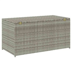 Boîte de rangement de jardin résine tressée 100x50x50 cm gris 