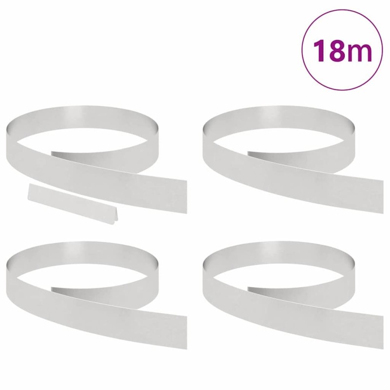 Bordure de jardin 4 pcs Argent 450 x 10 cm Acier inoxydable 