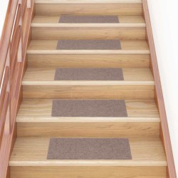 Tapis d'escalier autocollants 30 pièces 60 x 25 cm Marron clair Rectangulaire 