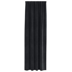 Rideaux occultants avec bande supérieure 2 pcs en velours noir 