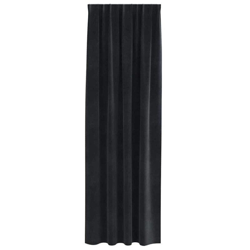 Rideaux occultants avec bande supérieure 2 pcs en velours noir 