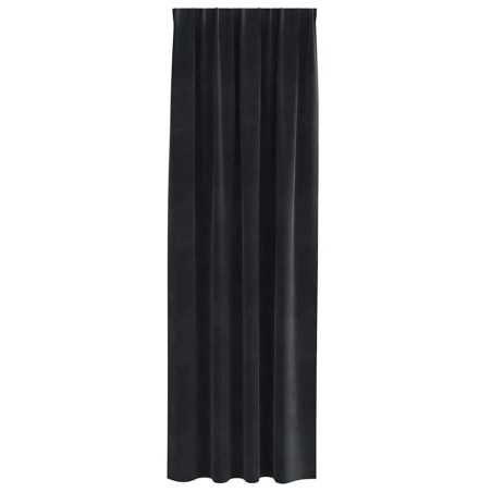Rideaux occultants avec bande supérieure 2 pcs en velours noir 