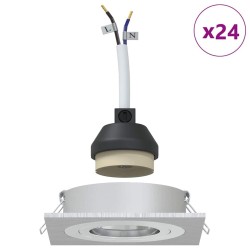 Spots encastrés 24 pcs Carré GU10 Argent 91x91 mm 