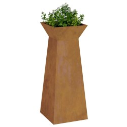 Porte-plante pilier de jardin avec bol 40x40x100 cm en acier corten. 