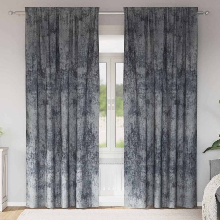 Ensemble de 2 rideaux en velours gris argenté - 225 x 140 cm 
