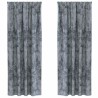Ensemble de 2 rideaux en velours gris argenté - 225 x 140 cm 