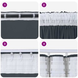 Ensemble de 2 rideaux en velours gris argenté - 225 x 140 cm 