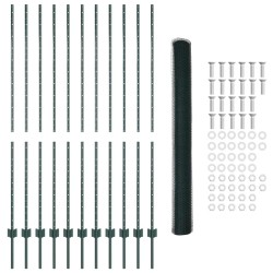 Poteaux de clôture 11 pcs U-Channel Vert 160 cm Acier 