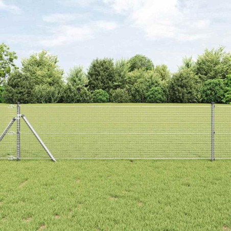 Clôture en fil soudé avec 13 poteaux 0,8x25 m acier galvanisé 