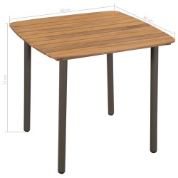 Table de jardin 80 x 80 x 72 cm Bois d'acacia solide et acier 