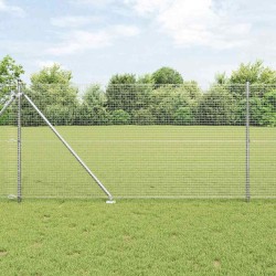 Clôture en fil soudé avec 7 poteaux en pointe 1,2x10 m en acier galvanisé 