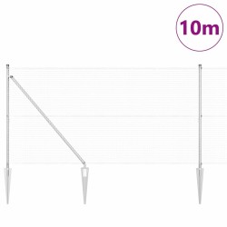 Clôture en fil soudé avec 7 poteaux en pointe 1,2x10 m en acier galvanisé 