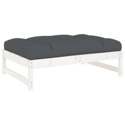 Repose-pied de jardin 120x80 cm blanc bois de pin massif 