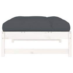 Repose-pied de jardin 120x80 cm blanc bois de pin massif 