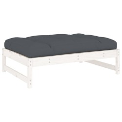 Repose-pied de jardin 120x80 cm blanc bois de pin massif 
