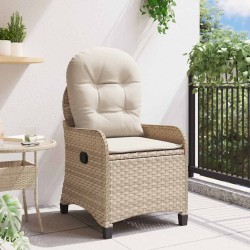Fauteuil relax avec coussin en poly rattan beige 