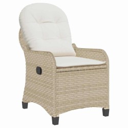 Fauteuil relax avec coussin en poly rattan beige 