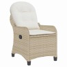 Fauteuil relax avec coussin en poly rattan beige 