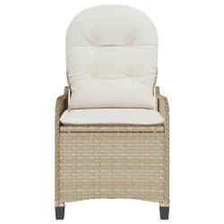 Fauteuil relax avec coussin en poly rattan beige 