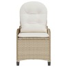Fauteuil relax avec coussin en poly rattan beige 