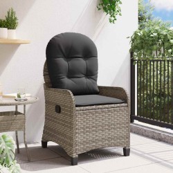Fauteuil relax avec coussin en poly rattan gris 