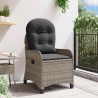 Fauteuil relax avec coussin en poly rattan gris 