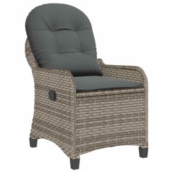 Fauteuil relax avec coussin en poly rattan gris 
