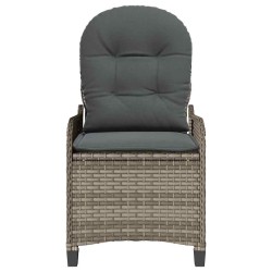 Fauteuil relax avec coussin en poly rattan gris 