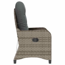 Fauteuil relax avec coussin en poly rattan gris 