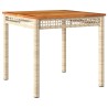 Table de jardin beige 80x80x75 cm résine tressée et bois acacia 