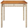 Table de jardin beige 80x80x75 cm résine tressée et bois acacia 