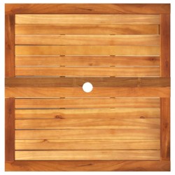 Table de jardin beige 80x80x75 cm résine tressée et bois acacia 
