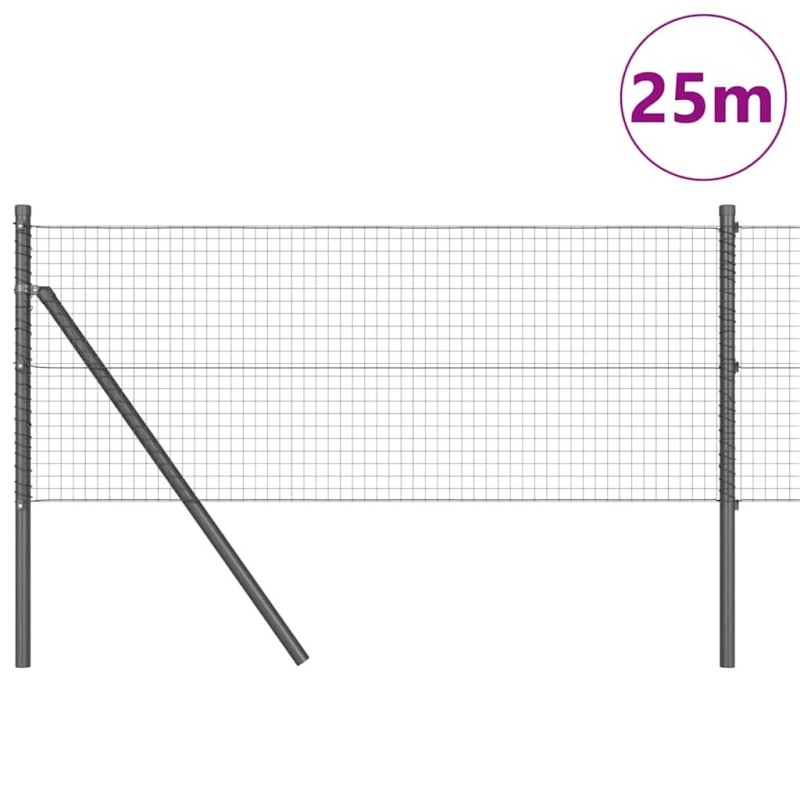 Ensemble de poteaux de clôture Lot de 2 Gris Acier 25 x 0.5 m 