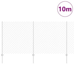 Clôture en maillon de chaîne avec 20 poteaux U Argent 1,2x10 m Acier 