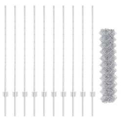 Clôture en maillon de chaîne avec 20 poteaux U Argent 1,2x10 m Acier 