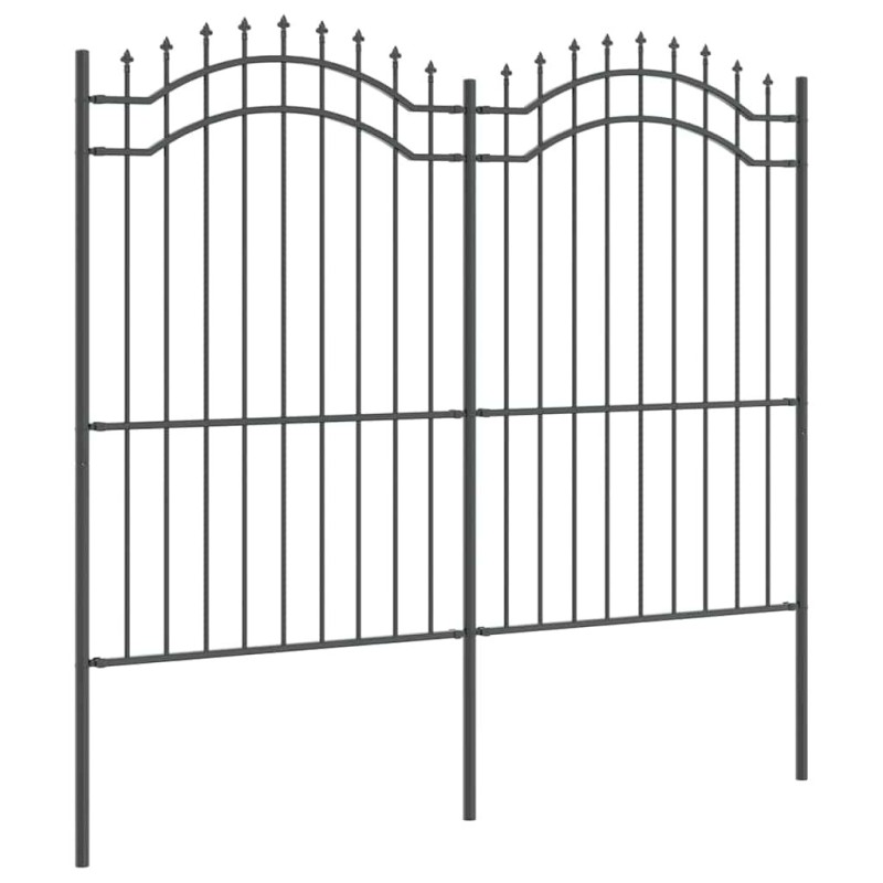 Clôture de jardin Gris 215 cm Acier peint par poudre 